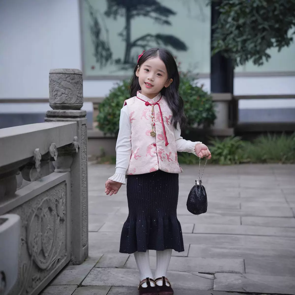 2024新款新中式马上有钱男童马甲女童国风背心改良汉服拜年服