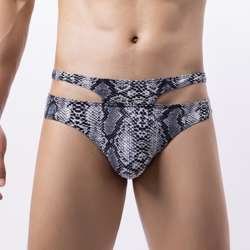 Neyiku men's bikini triangle sexy printed leopard print snake print underwear low waist sexy European and American New