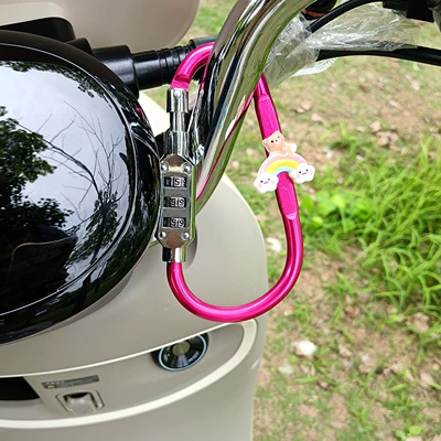 Helmet lock Motorcycle Scooter Mountain Bike - large-pink-little-bear-rainbow