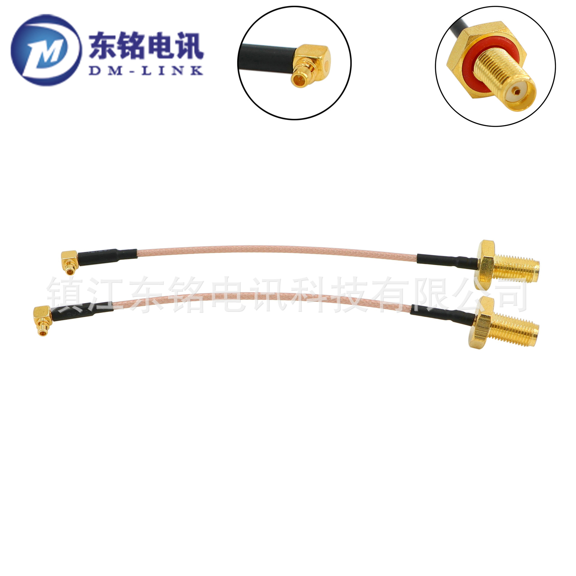 射频连接线SMA防水型六角母头转MMCX弯公头接RG178线长10cm