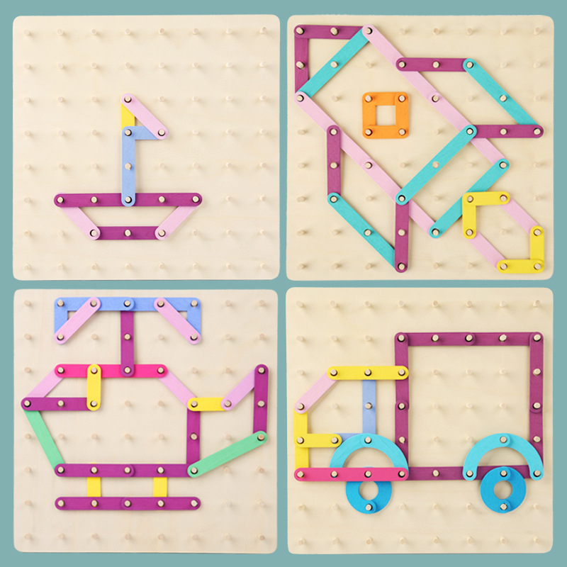 Montessori de madera cambiante para niños matemáticas geométricas ayudas para la enseñanza rompecabezas de uñas rompecabezas educación temprana rompecabezas de madera juguete
