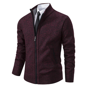 Aliexpress Men's Clothing 2025 Autumn and Winter Men's Sweater Cardigan Jacket Sweater Zipper Stand Collar Knitted Thickened