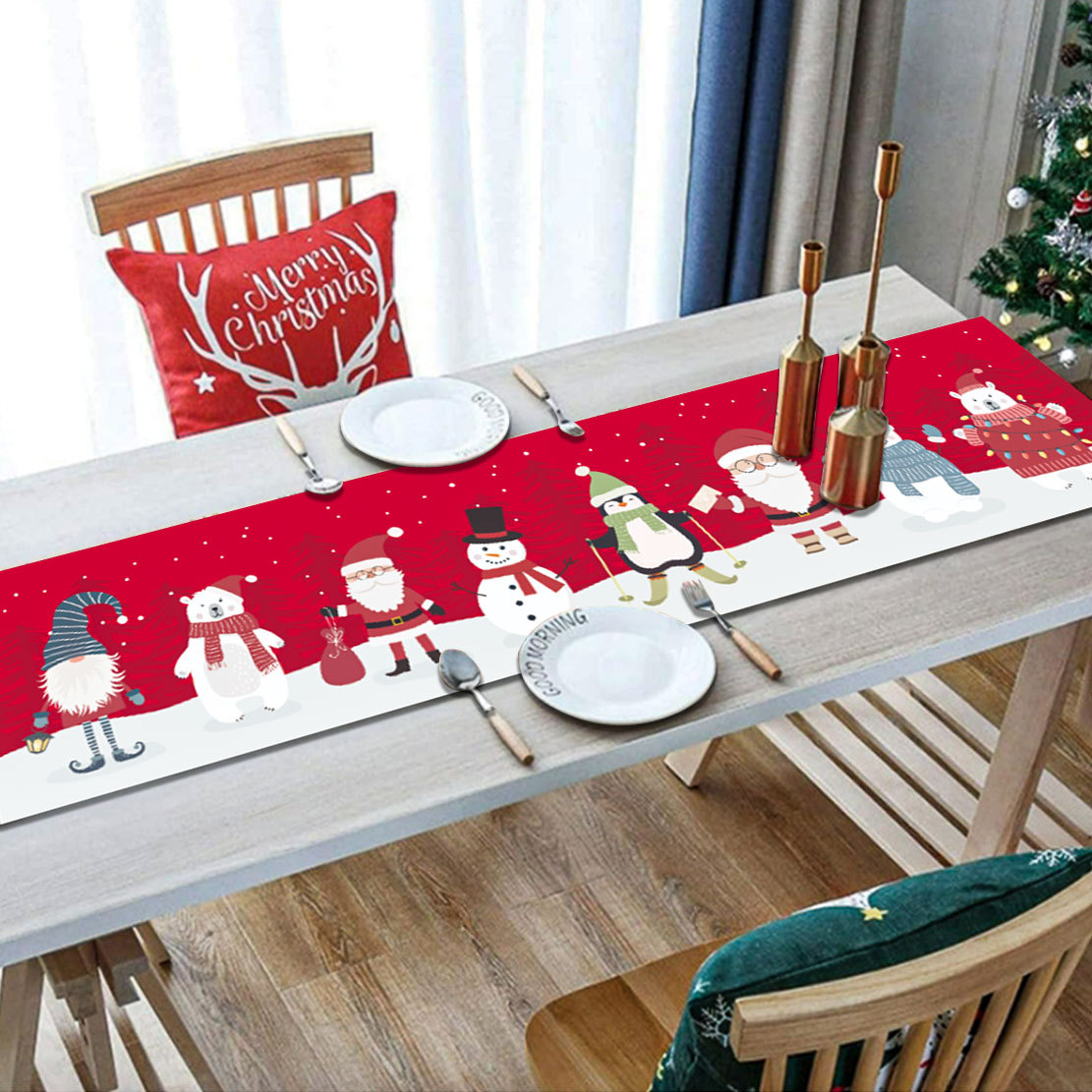  Joulupöytäjalkakoristelu kodin keittiön pellava pöytäliina Joulupöytäliina _voghion.com