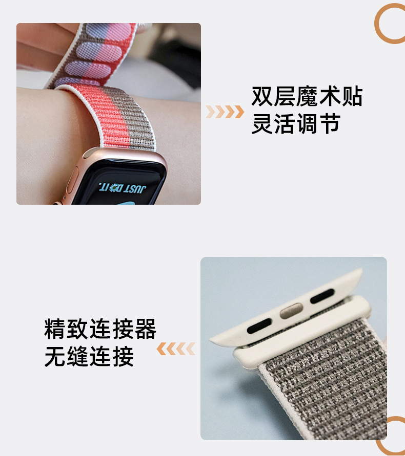 New snap-on Velcro nylon loop double loop watch strap suitable for Apple iwatch7 undefined