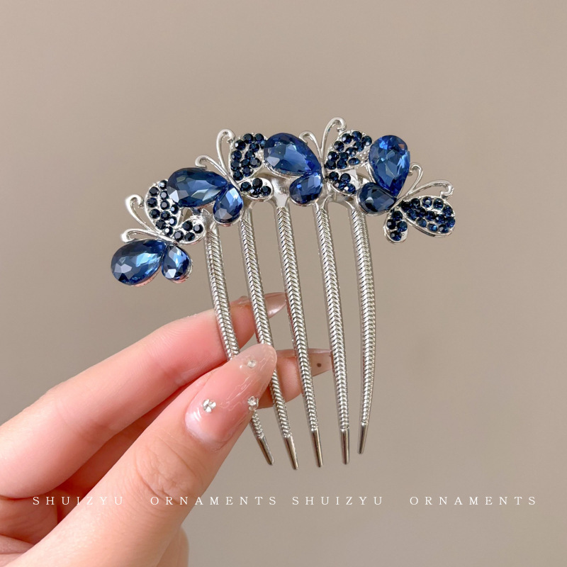 Antiguo estilo u flange pearl clip de cabello de mujer paso a paso mariposa clip de cabello de alta sensación cheongsam adorno de cabello artefacto de cabello