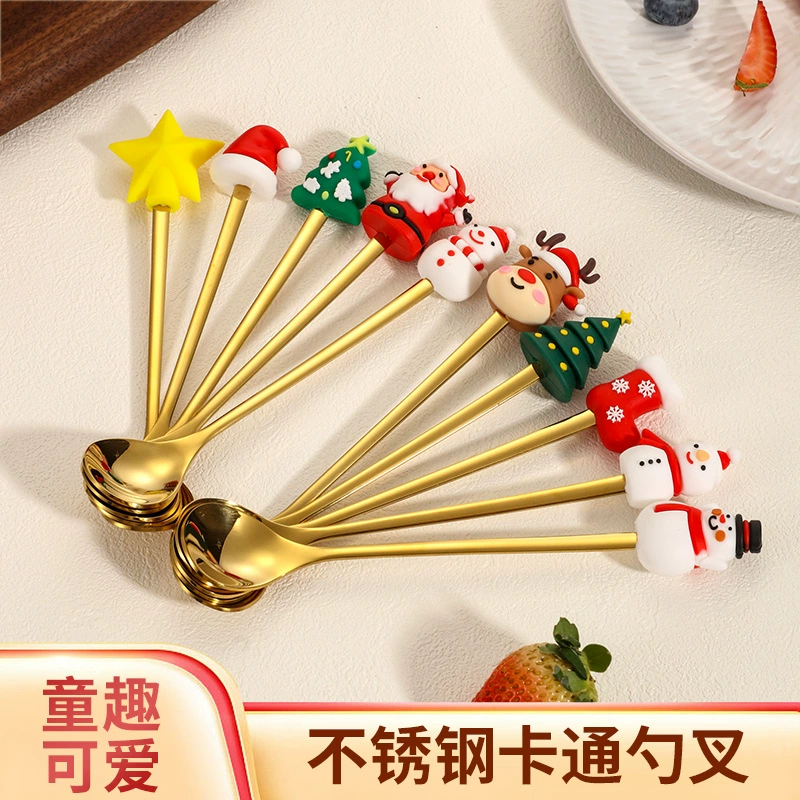 Fruit fork for elderly, doll, Christmas spoon, tableware, set, coffee box, Birthday gift