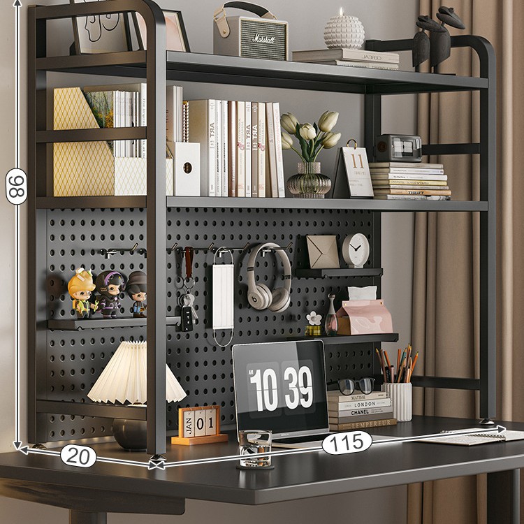 Agujero de escritorio tablero de hierro estantería escritorio rack de almacenamiento dormitorio estante de almacenamiento en capas escritorio hogar organizador rack