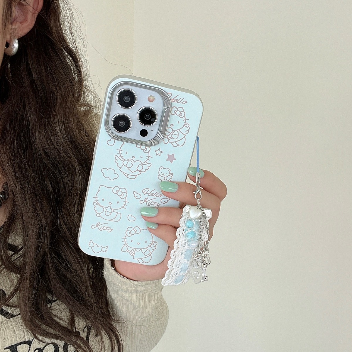 Ins lindo ángel alas gato para iPhone 13 funda para teléfono móvil 15ProMax Apple 14P hembra 12 colgante