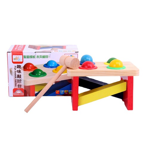 Children's educational baby early education wooden knocking table color matching toy manufacturer fun parent-child