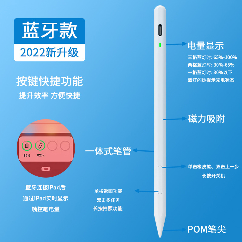 新款蓝牙apple penci适用苹果ipad电容笔平板触屏笔防误触带压感