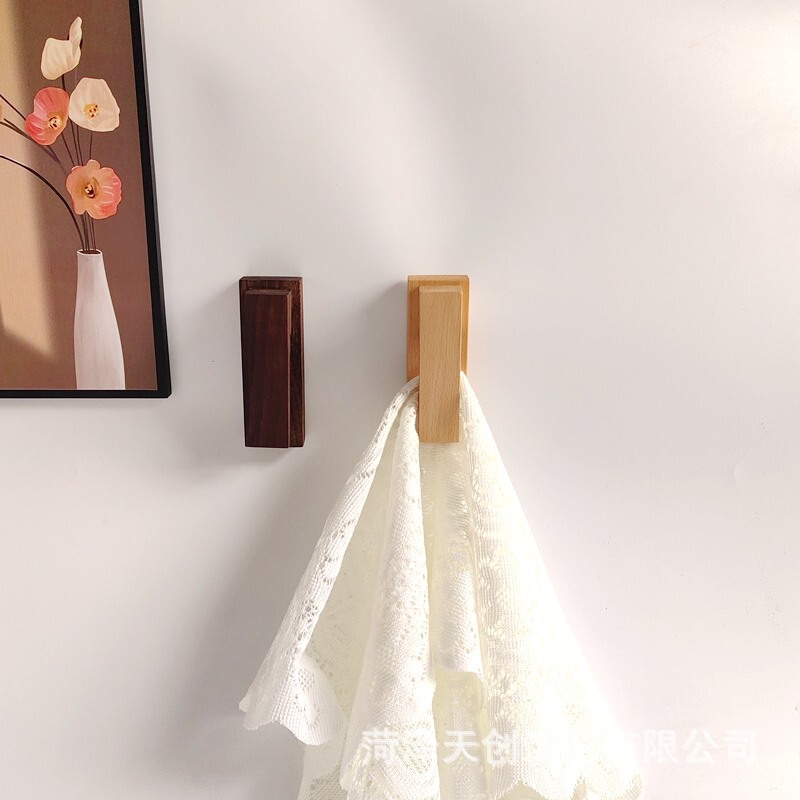 Wooden Towel Hook Punch-free Bathroom Household Strong Viscose Wall Hanging Coat Hook Concealed Wooden Coat Hook