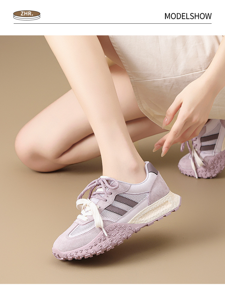 Giày sneaker nữ đế dày mesh thoáng khí phong cách cổ điển — Màu tím khoai môn KS129E chi tiết 15