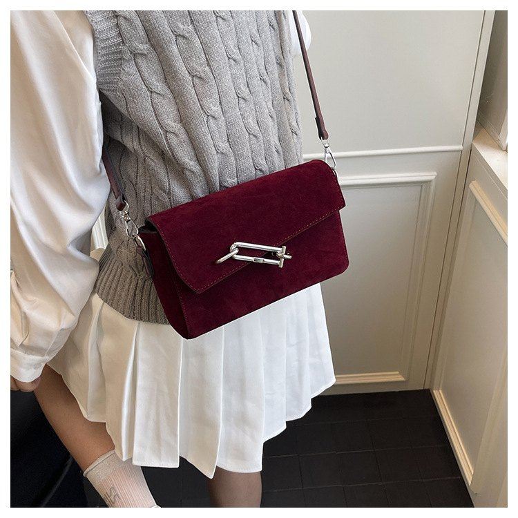 Suede Exquisite Lockbox Bag For Women 2025 New Model, Light Luxury, Niche High-End Sense, Shoulder Bag, Crossbody Lock Buckle Small Square Bag_voghion.com