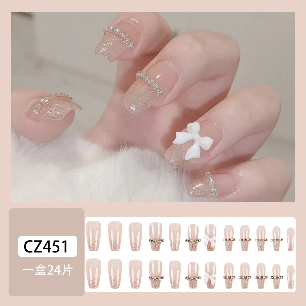 Tiktok mejor vendido diamante pieza de uñas arte de uñas parche de uñas falso avanzado desgaste hecho a mano de uñas producto terminado largo al por mayor