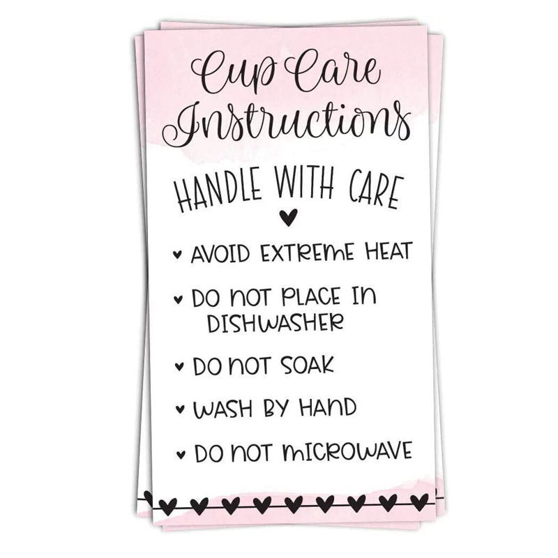 Cup Care Instruction 玻璃杯保养说明卡客户指护理纸标签吊牌