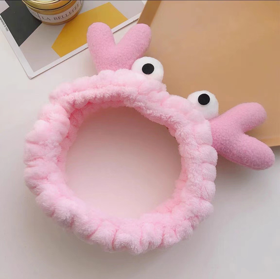 Caricatura verde rana correa de cabello mujer nuevo lindo gran ojo correa de cabello lavar la cara correa de cabello máscara de Navidad tocado