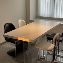 北欧亚克力悬浮餐桌创意长条办公桌原木设计家用工作台简约吃饭桌