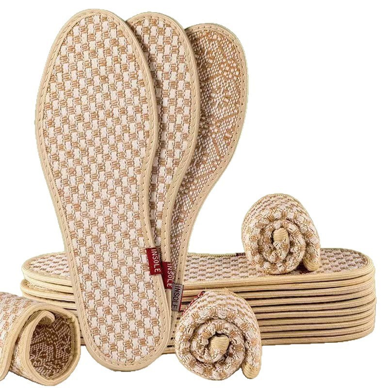 Plantillas de lino masculinas deportivas transpirables y absorbentes de sudor, algodón femenino, cómodo y antiolor, almohadillas de zapatos de pie no cansadas.