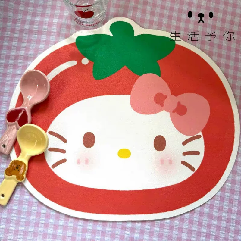 Салфетка для стола Hello Kitty, изоляционная подкладка, милая впитывающая воду, нескользящая, быстро сохнущая диатомовая грязевая подставка, место для посуды, коврик для кухонной стойки
