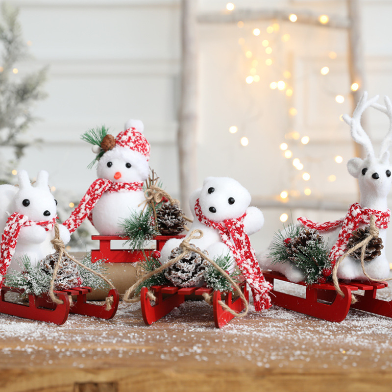 Transfronterizo de Hong Kong Heng decoraciones navideñas muñeco de nieve trineo alces ardilla Oso Polar árbol de Navidad adornos de ventana de escritorio