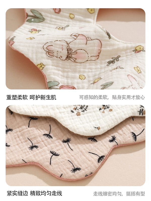 ins风韩版宝宝口水巾纯棉纱布婴幼儿可旋转防水花瓣围嘴两面可用|undefined