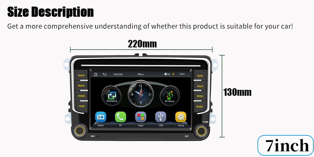 Volkswagen 7inch Linux Car System Wireless Carplay/Android Auto In-Car Navigation All-In-One Device