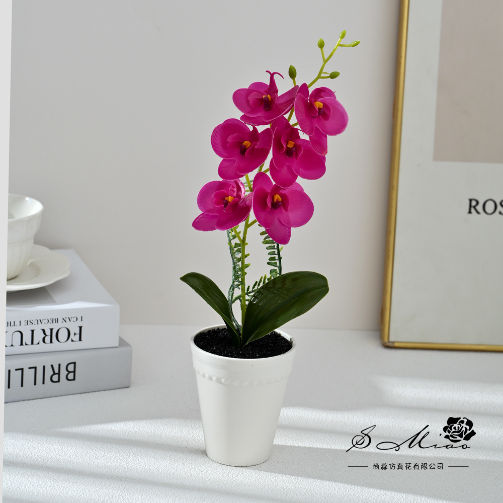 6 flores orquídeas mariposa pequeña simulación bonsai maceta creativa flores falsas decoración del hogar fotografía flores artificiales de boda