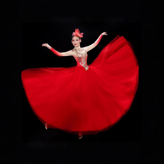 Opening Dance Big Swing Dress Women's New Style Big Sing Dancing Adult Dance Performance Costume Long Dress Modern Dance Performance Costume