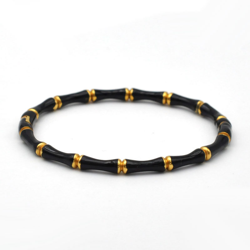 Élégant Style Vintage Bambou Couleur Unie Acier Inoxydable Placage Bracelet display picture 4