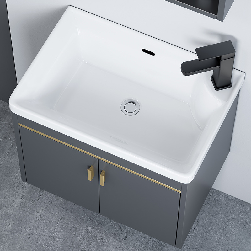 gabinete de lavabo de baño combinado espacio gabinete de baño de aluminio todo en cerámica tipo pared colgante transfronteriza lavabo de familia pequeña