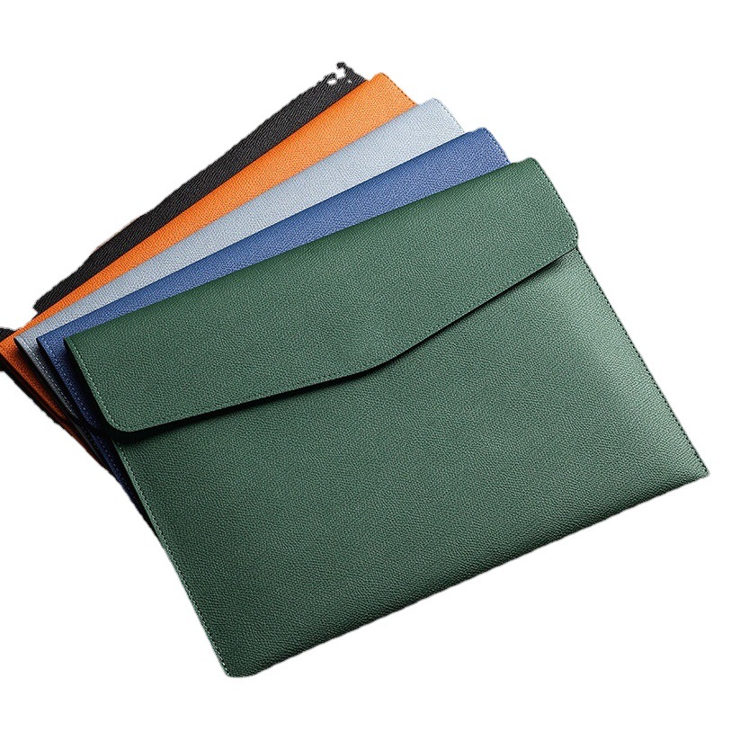 Bolsa de archivo de cuero Bolsa de archivo de papel A4 Bolsa de archivo de carpeta Material engrosado Snap Maletín de negocios impermeable
