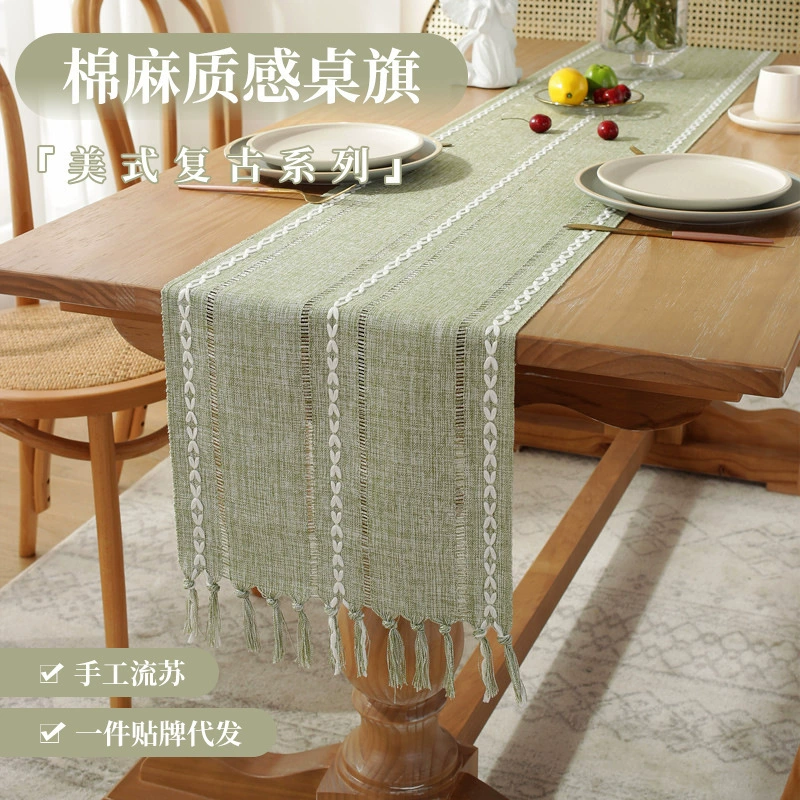Cross -border Amazon Simple handmade hand -woven hollow Su Table flag household American rural Christmas table cloth desktop