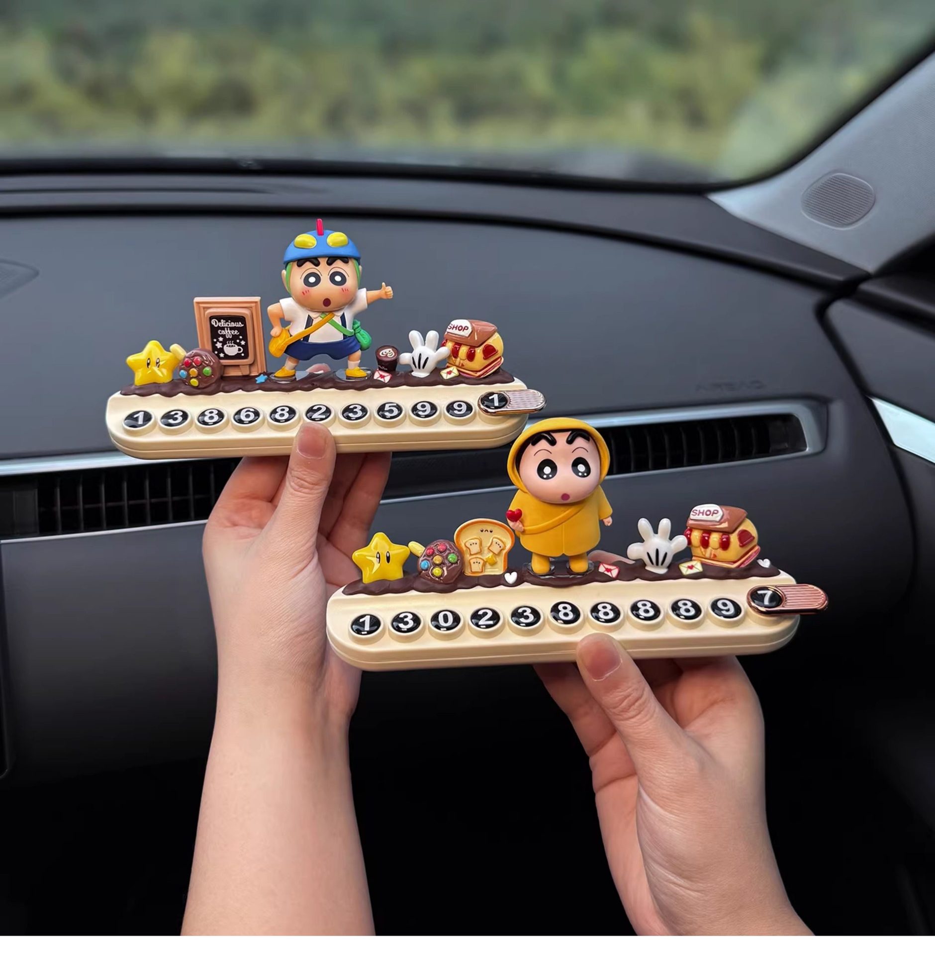2026 New Model Crayon Shin-Chan Temporary Parking Number Plate for Moving the Car, with a Phone Number That Can Be Hidden on the Car