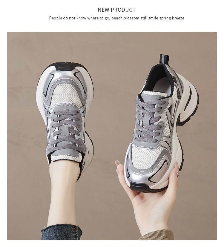 Zhao Yue Luo Xinghe Thick-Soled Silver Lu Si 2025 New Model Women's Dad Genuine Leather Height-Increasing Casual Sports_vogvips.com