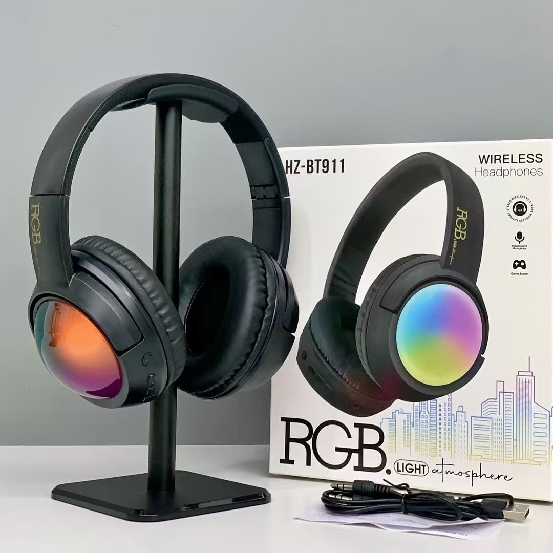 Nuevos productos de comercio exterior BT911 auriculares Bluetooth inalámbricos de larga duración auriculares de juego de tarjetas luminosas RGB