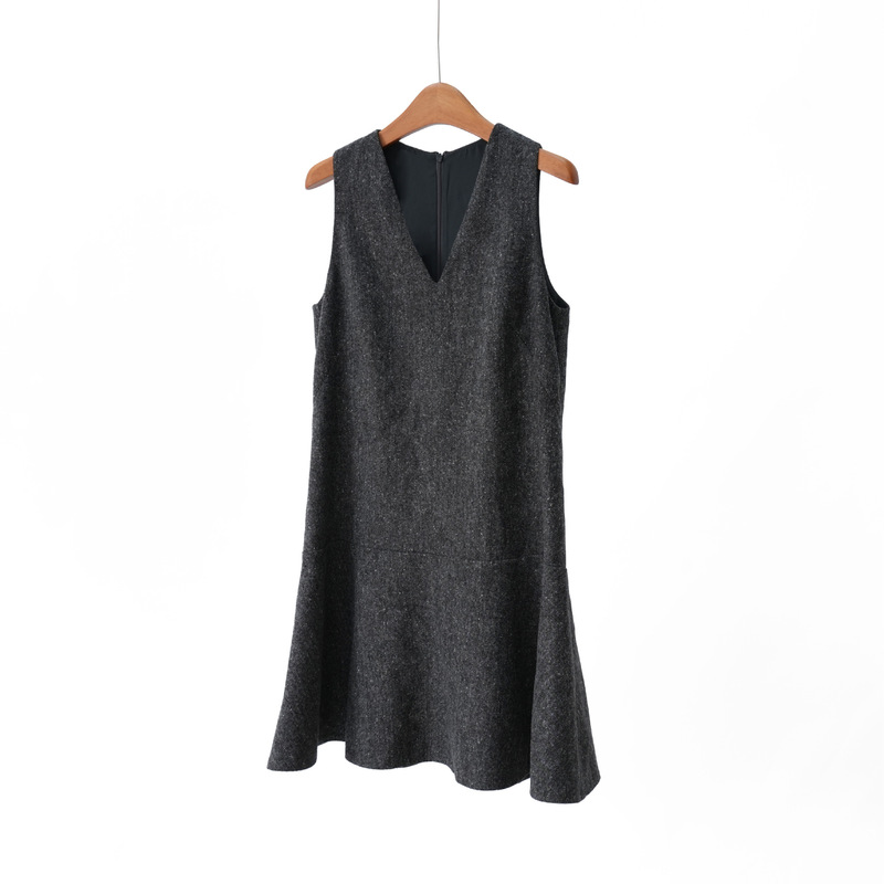 Cabinet Luxury B~C 26 Autumn Vintage Old Money Wool Silk Dornigail Tweed Beaded V-neck Dress for Women