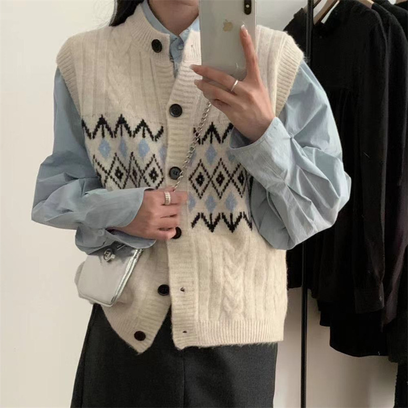 24 invierno Puyuan collar fz diseño de diamante japonés sensación de chaleco de punto Cardigan de mujeres otoño invierno image 7