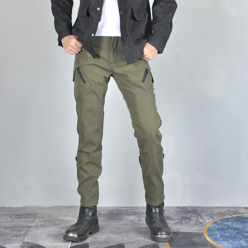 VOLERO motocicleta invierno pantalones de ciclismo resistentes a la caída impermeable de lana forrada gruesa a prueba de viento ejército verde ropa de trabajo pantalones de la motocicleta
