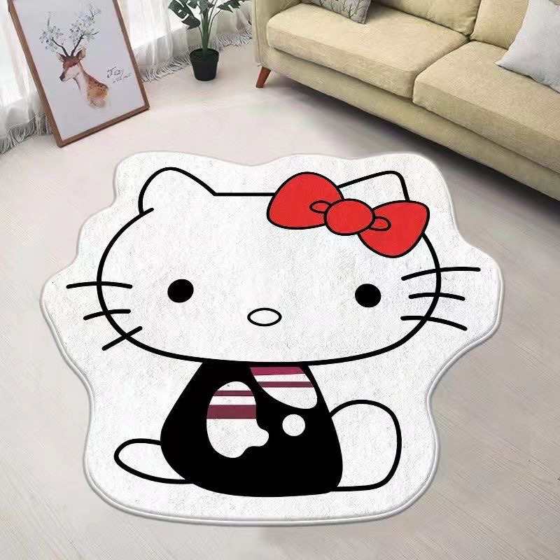Cartoon Hello Kitty Floor Mat Imitation Cashmere Living Room Bedroom Decoration Non-Slip Cooling Bathtub Bathroom Absorbent Car Floor Mats