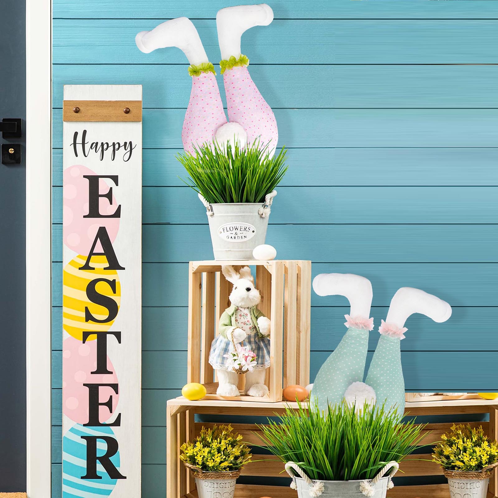 Decoración del árbol de Pascua guirnalda decoración Pascua conejo falso pierna props inicio vacaciones escena diseño adornos colgantes