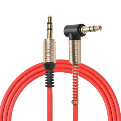 2米AUX 半弹簧音频对录线 伸缩弹簧管音频线 3.5mm直弯头音频线