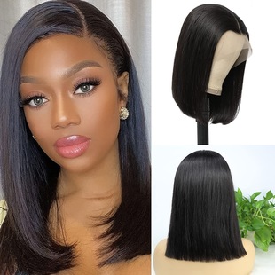 10A Double Drawn Real Hair Bone Straight Cross Border Human Hair Wig BOB Wig