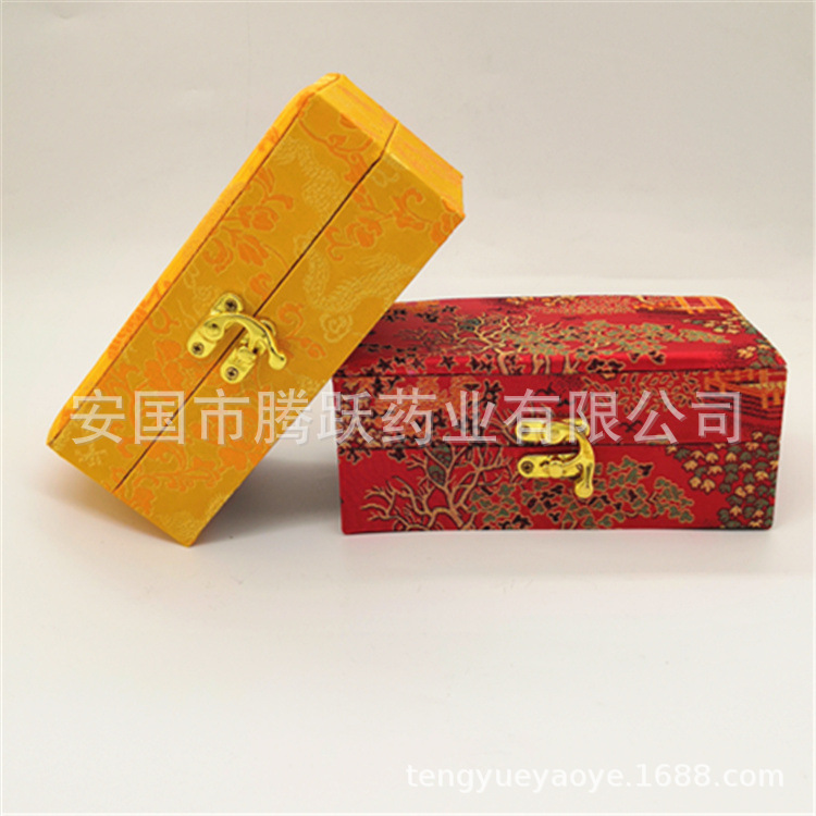 Red Brocade Gift Box 6 Hole Jewelry Display Empty Packaging Case specifications