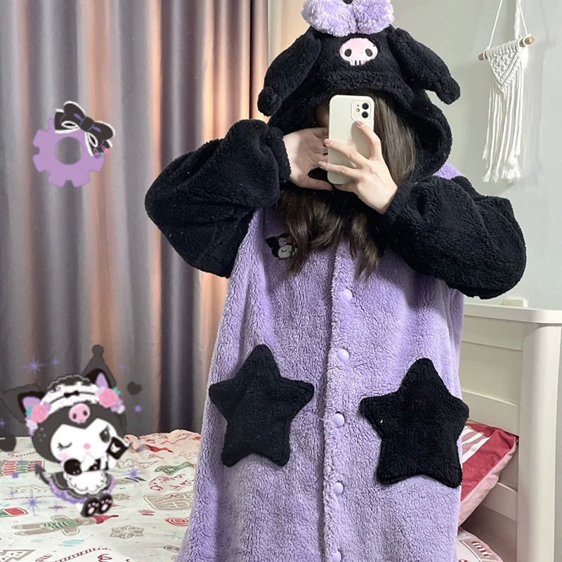 Коралловый бархат тёплый халат для ванны, мультяшный пижама с капюшоном для любимого(ой)