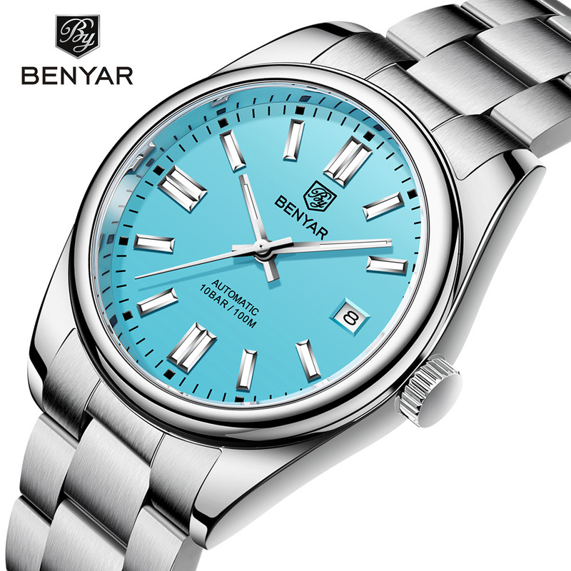 Benyar Cross-Border New Watch Men's Fully Automatic Mechanical Watch Fashionable Waterproof Luminous Steel Band Men's Watch 5185