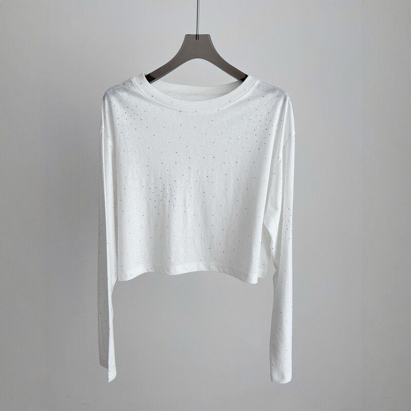 Shenzhen Mi Home 26 New Model Starry Sky Rhinestone Round Neck Long Sleeve T-Shirt for Women Versatile Casual Knit Top