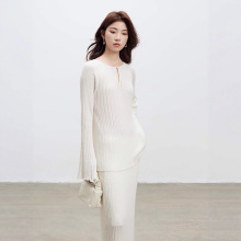 气质通勤羊毛针织衫百褶半身裙两件套2025新款女装秋韩系时尚套装