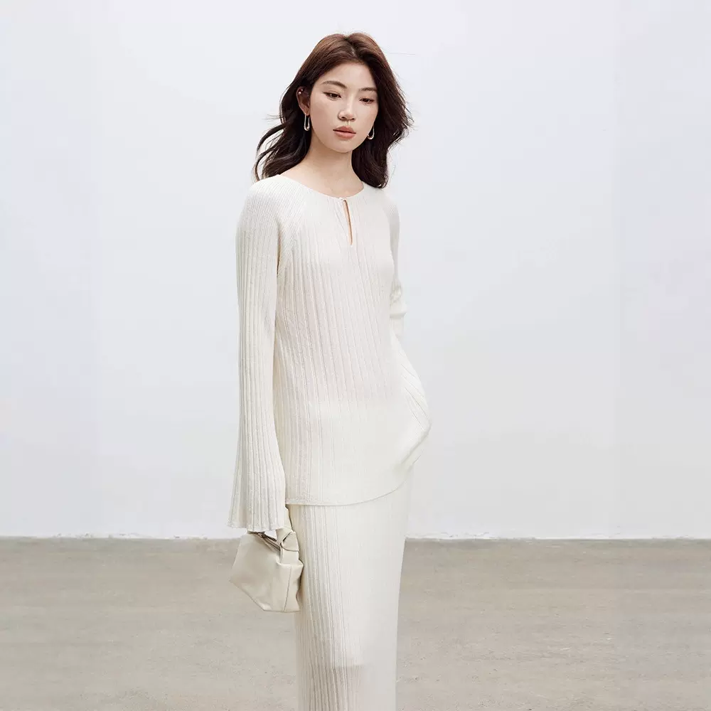 气质通勤羊毛针织衫百褶半身裙两件套2025新款女装秋韩系时尚套装