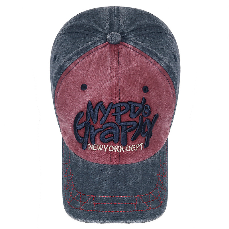 Nuevo estilo coreano lavado tridimensional bordado carta gorra de béisbol hombres y mujeres jóvenes angustiado sol sombrero transfronterizo en stock