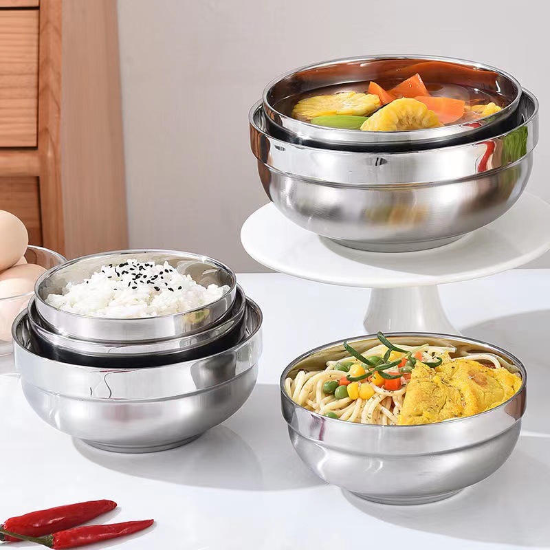 Double-layer soup bowl stainless steel for home use for students